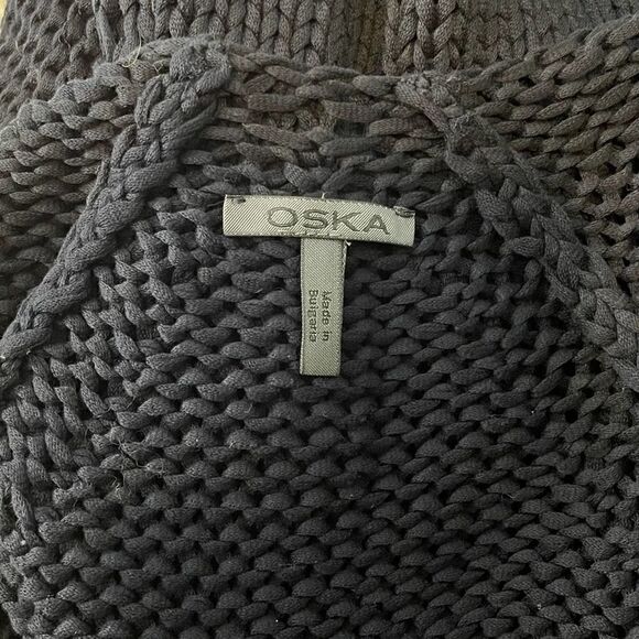 Oska Knit 3/4 Sleeve Button-up Cardigan Sweater Black Women's - Picture 9 of 10